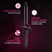 Wahl Ceramic Steel Hair Curling Tongs 200°C Quick Heat Function Size 25mm
