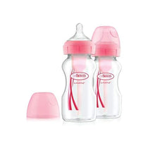 Dr Brown Options + Twin Pack Anti-Colic Wide Neck Baby Bottles 270ml - Pink