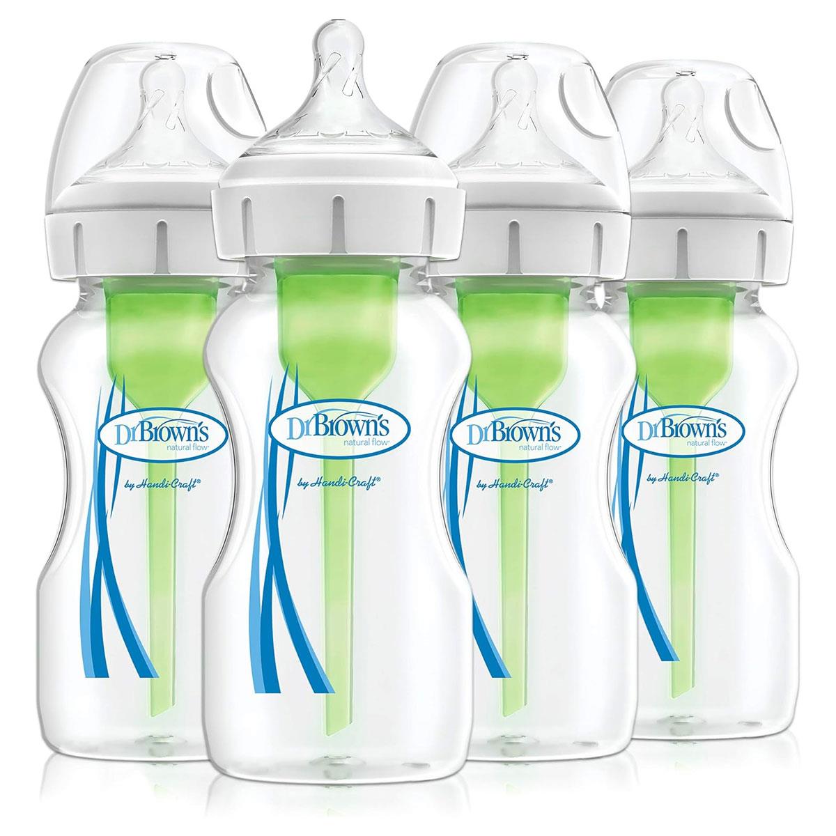 Dr. Brown Options + Anti-Colic Baby Bottles 270ml  with Level 1 Teats - Four Pack