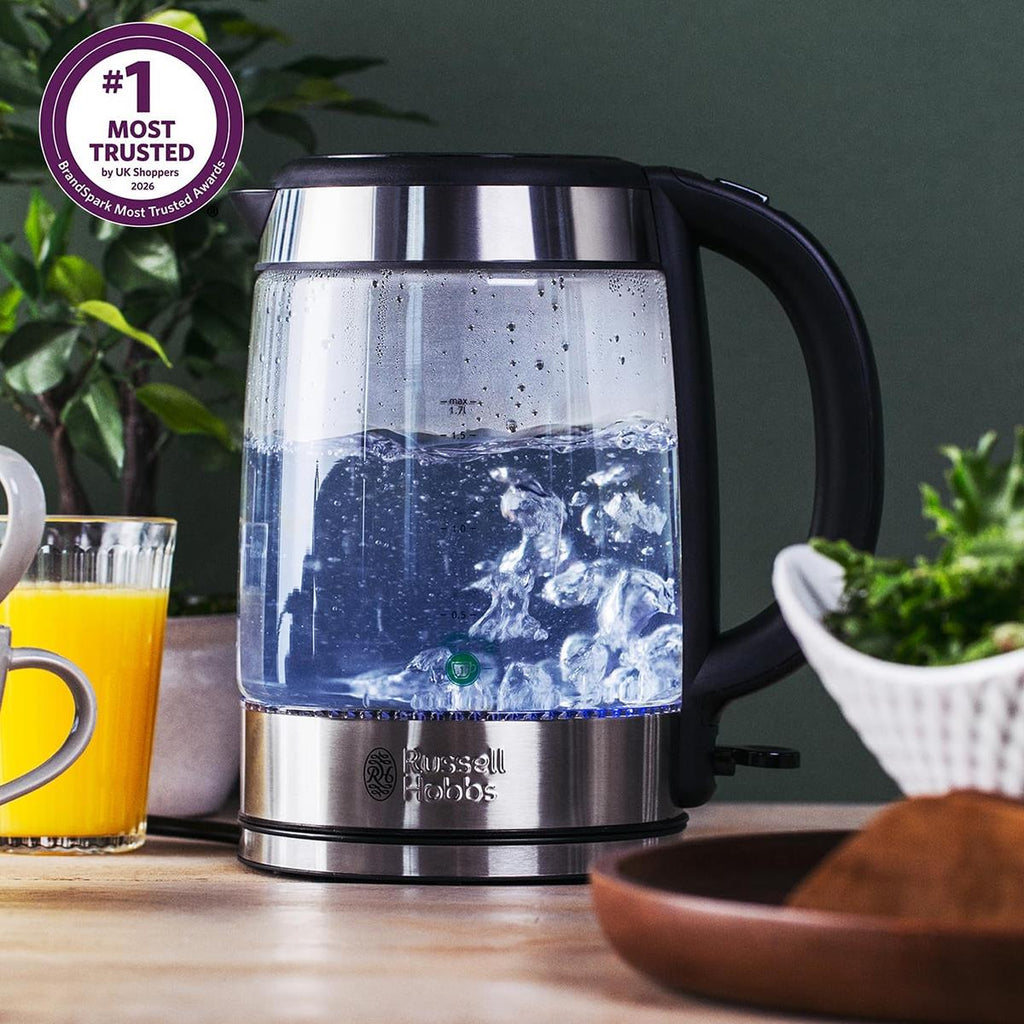 Russell Hobbs 21600 Illuminating Glass Kettle, 1.7 L - Blue Illumination