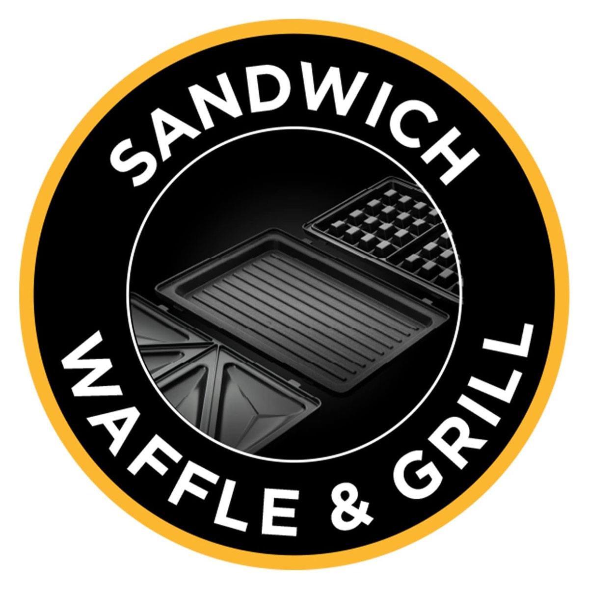 Russell Hobbs 3-In-1 Sandwich Panini And Waffle Maker 760W - Black