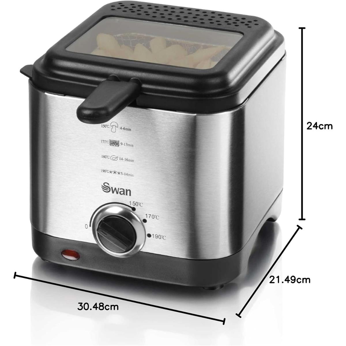 Swan Deep Fat Fryer Stainless Steel 900 W 1.5 Litres - Silver