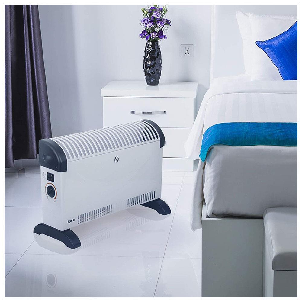 Igenix Portable Convector Heater With Adjustable Thermostat And 24 Hr Timer 3 Heat Settings 2000 W - White