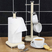 Swan Retro 6 Cup Mug Tree Weighted Base Polished Metal - Cream