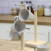 Swan Retro 6 Cup Mug Tree Weighted Base Polished Metal - Cream