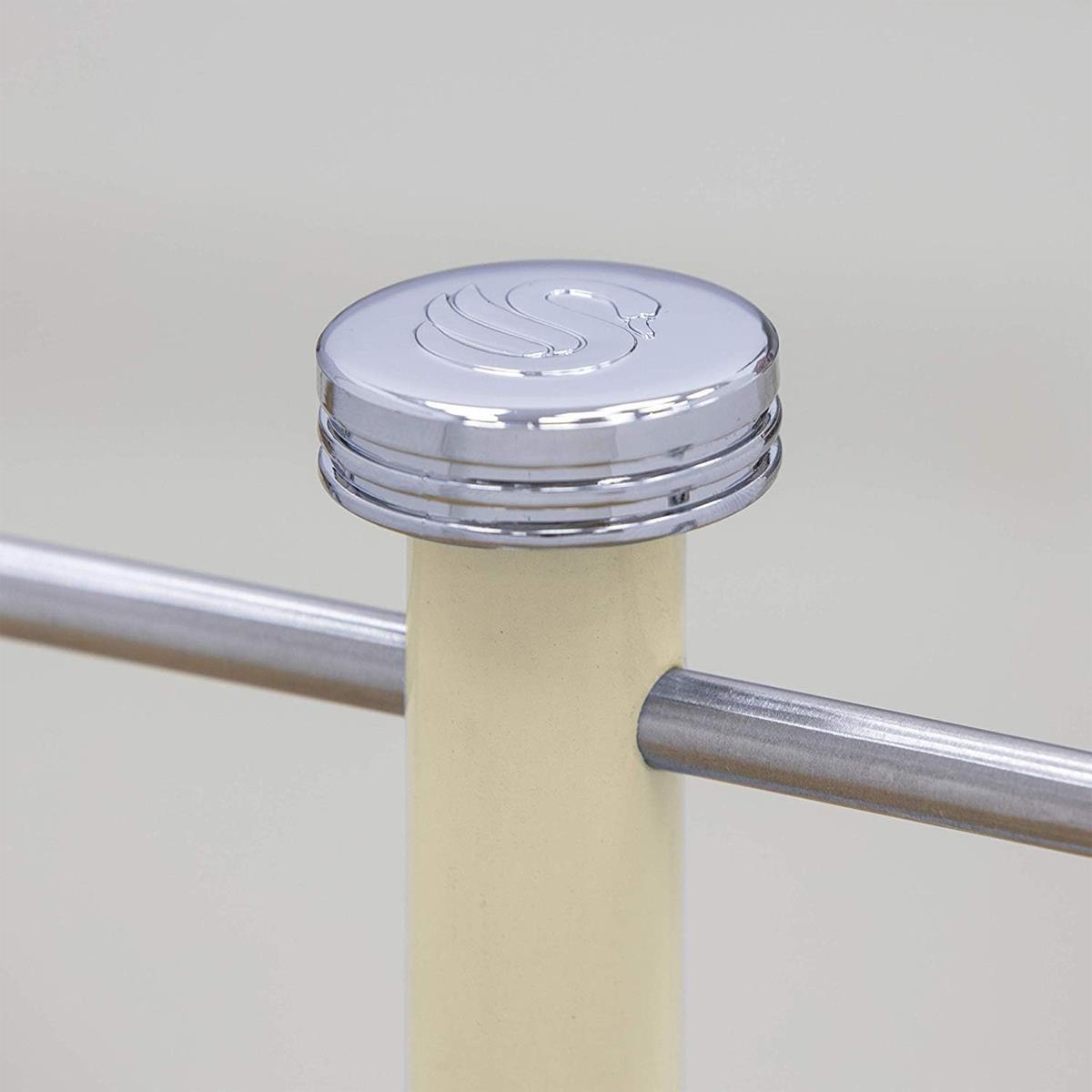 Swan Retro 6 Cup Mug Tree Weighted Base Polished Metal - Cream