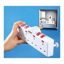 Omega 4 Gang Independent Switched Adaptor With Surge Protection - White