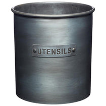 KitchenCraft Industrial Kitchen Vintage-Style Metal Utensil Holder 13.5 x 14.5 cm (5.5” x 5.5”) - Grey