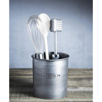 KitchenCraft Industrial Kitchen Vintage-Style Metal Utensil Holder 13.5 x 14.5 cm (5.5” x 5.5”) - Grey
