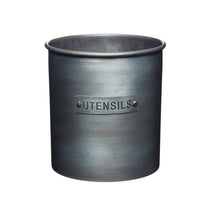 KitchenCraft Industrial Kitchen Vintage-Style Metal Utensil Holder 13.5 x 14.5 cm (5.5” x 5.5”) - Grey