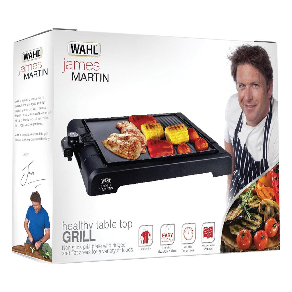 Wahl James Martin Non Stick Healthy Table Top Grill With Flat Hot Plate Stainless Steel - Black