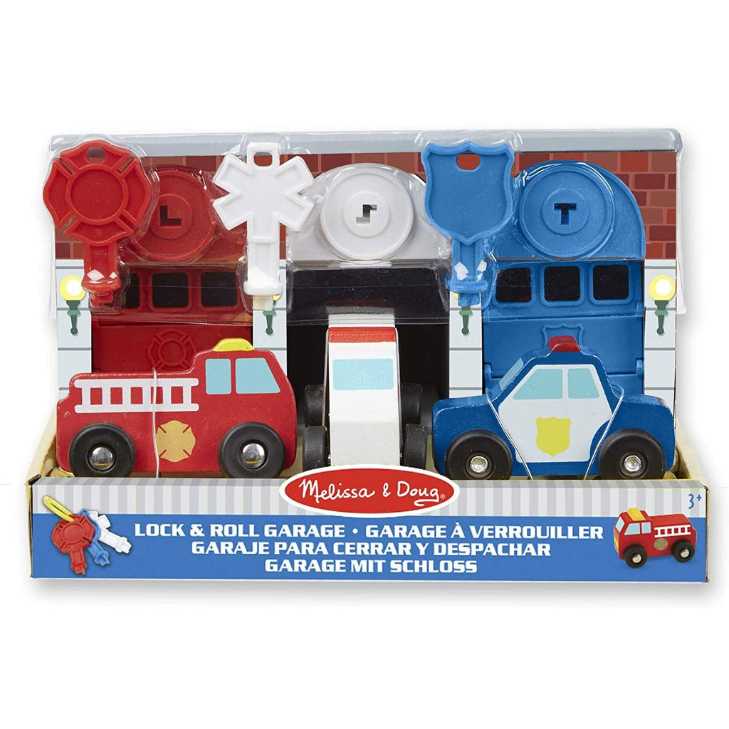 Melissa & Doug Keys & Cars Wooden Rescue Vehicle & Garage - Multicolor