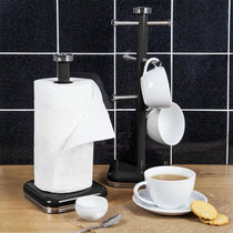 Swan Retro 6 Cup Mug Tree Weighted Base Polished Metal - Black