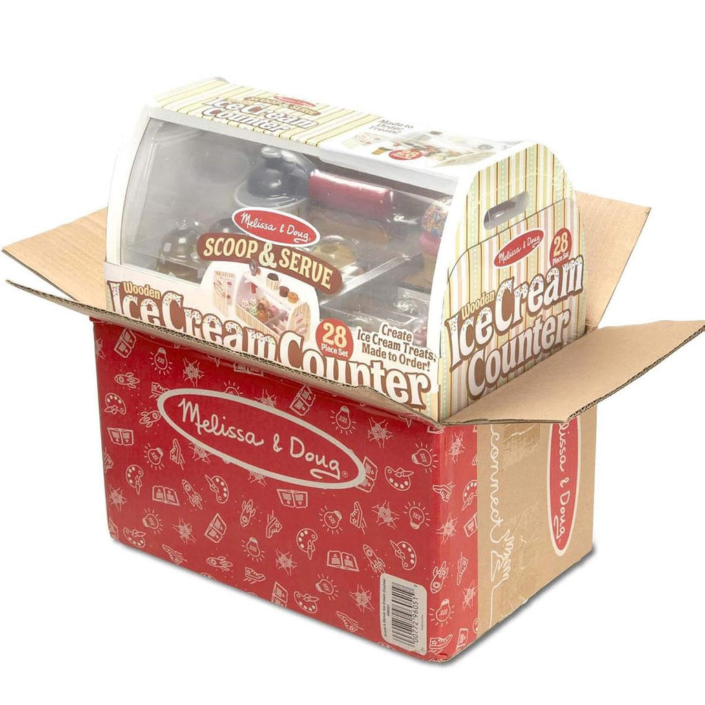 Melissa & Doug Wooden Scoop & Serve Ice Cream Counter Play Toy Set 28 Pcs