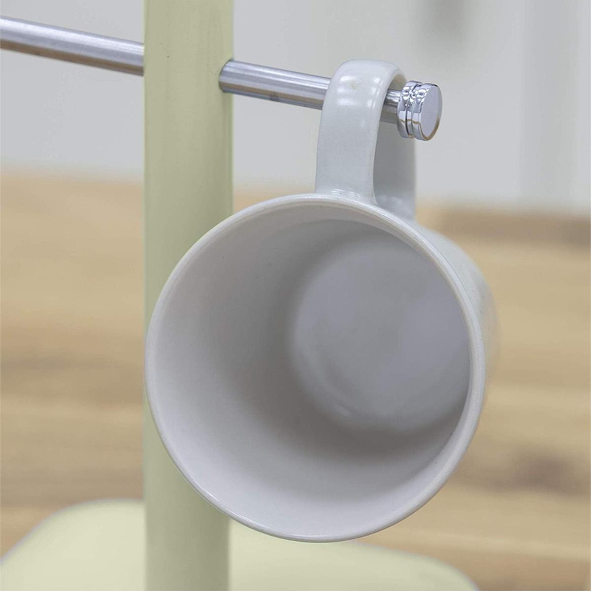 Swan Retro 6 Cup Mug Tree Weighted Base Polished Metal - Green