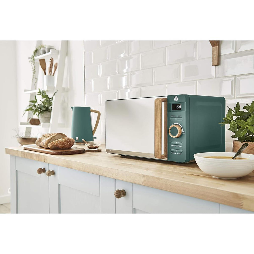 Swan Nordic Digital Microwave Matte Finish 6 Power Levels 800 W 20 Litre - Pine Green