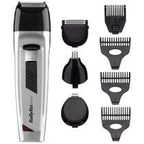 Babyliss 8 In 1 Mens Cordless Nose Body Hair Clipper Beard Trimmer Grooming Kit - Silver