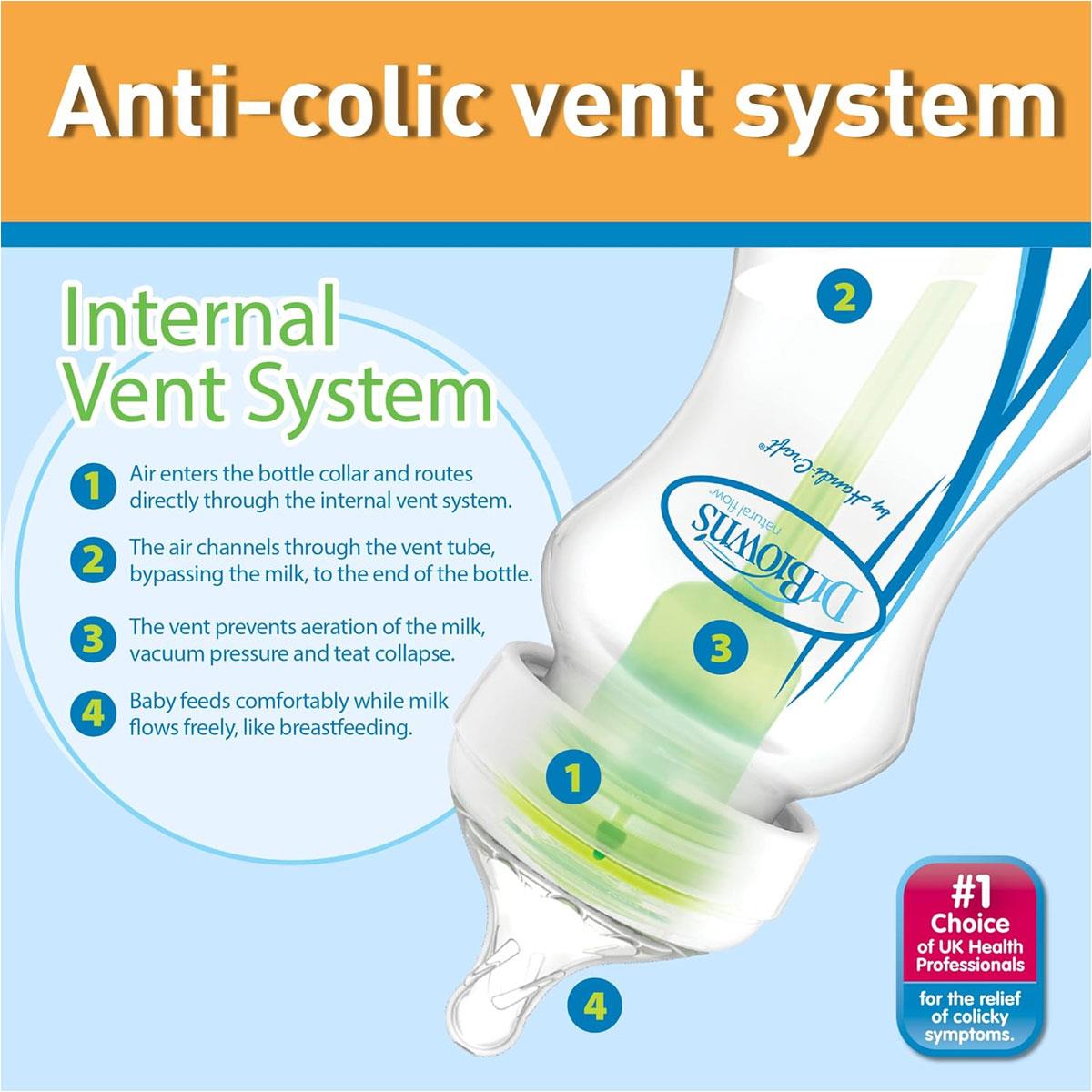 Dr. Brown Options + Anti-Colic Wide Neck Baby Bottles Twin Pack 270ml
