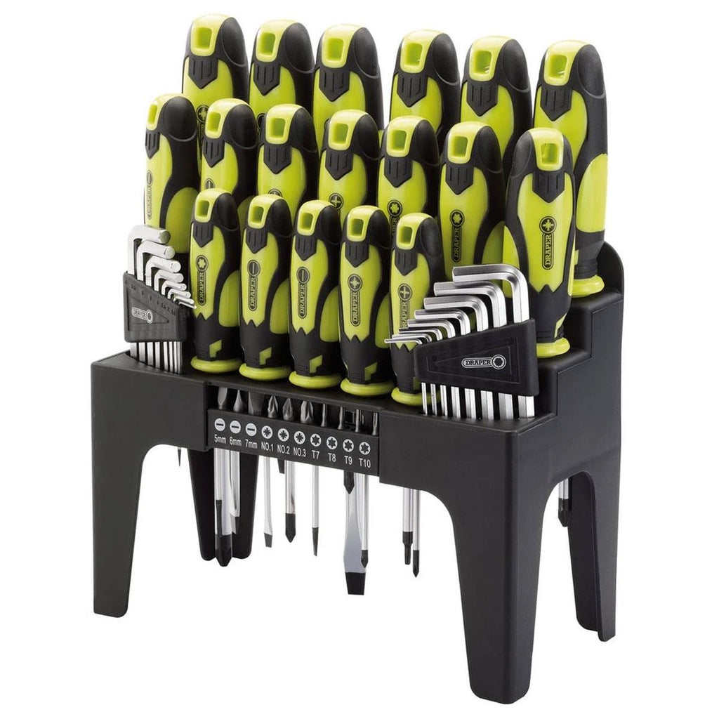 Draper 44 Pc Screwdriver Set With Storage Stand & Allen/Hex Key & Bit Green
