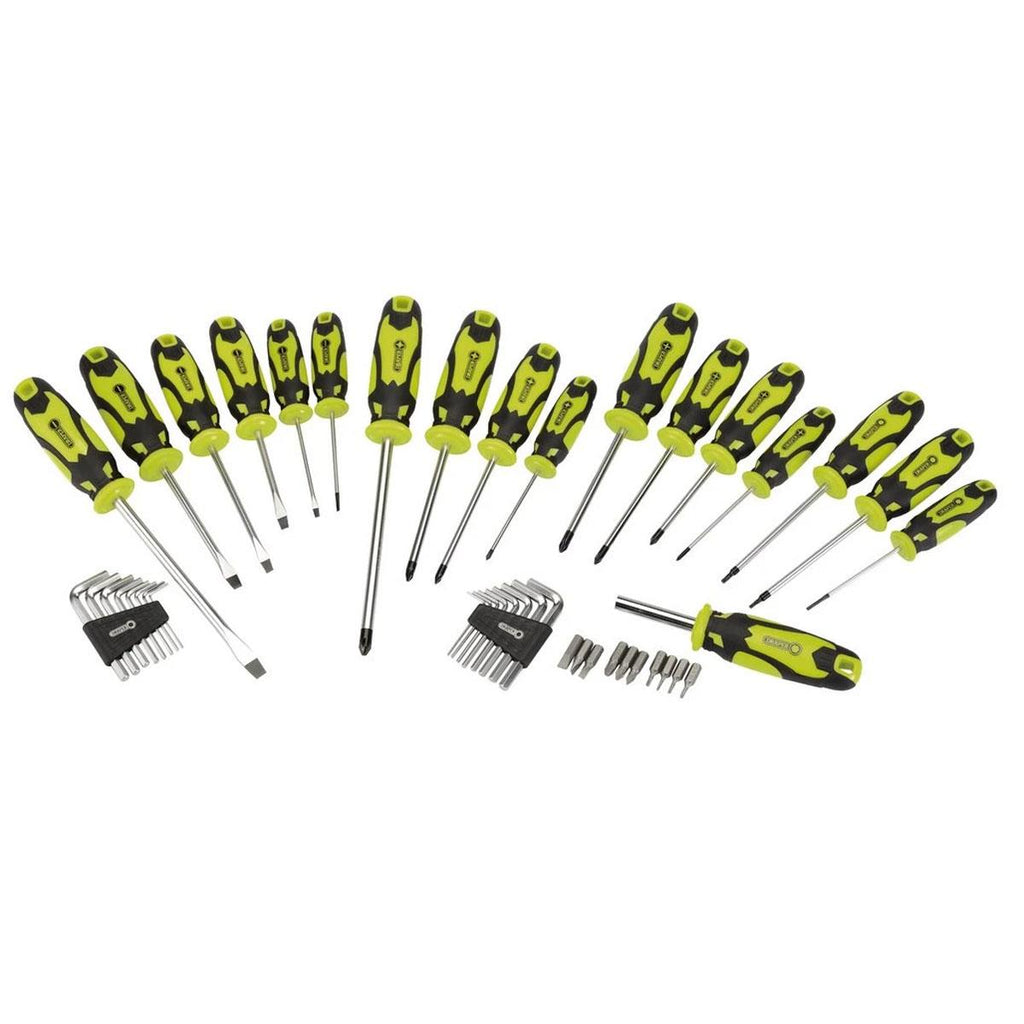 Draper 44 Pc Screwdriver Set With Storage Stand & Allen/Hex Key & Bit Green