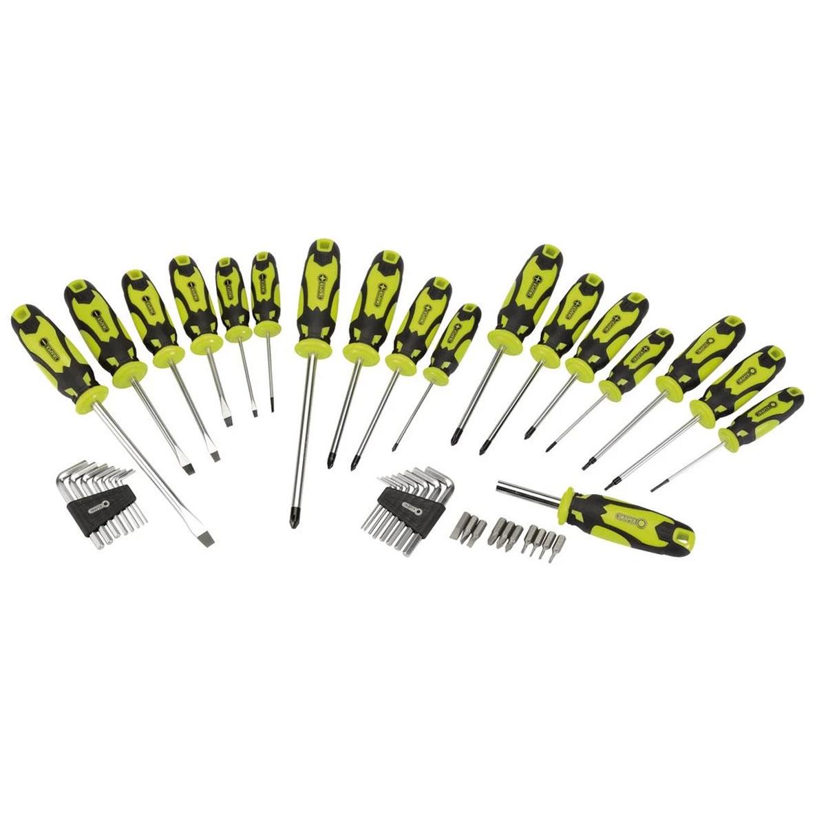 Draper 44 Pc Screwdriver Set With Storage Stand & Allen/Hex Key & Bit Green