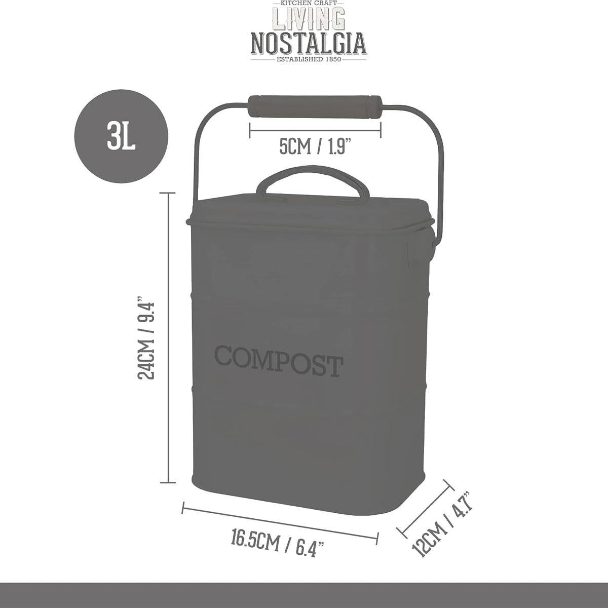 KitchenCraft Living Nostalgia Metal Kitchen Compost Bin French In Grey