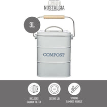 KitchenCraft Living Nostalgia Metal Kitchen Compost Bin French In Grey