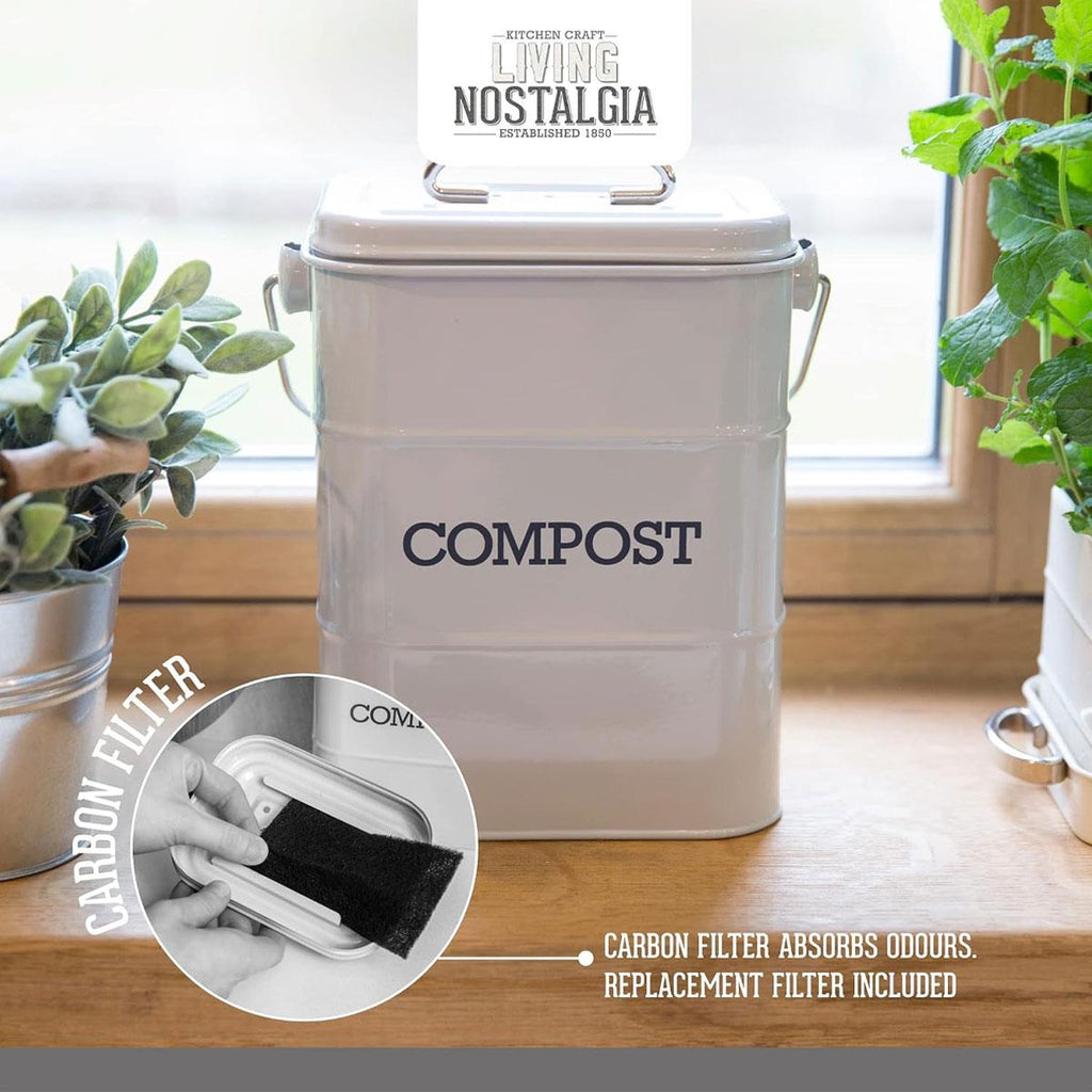 KitchenCraft Living Nostalgia Metal Kitchen Compost Bin French In Grey