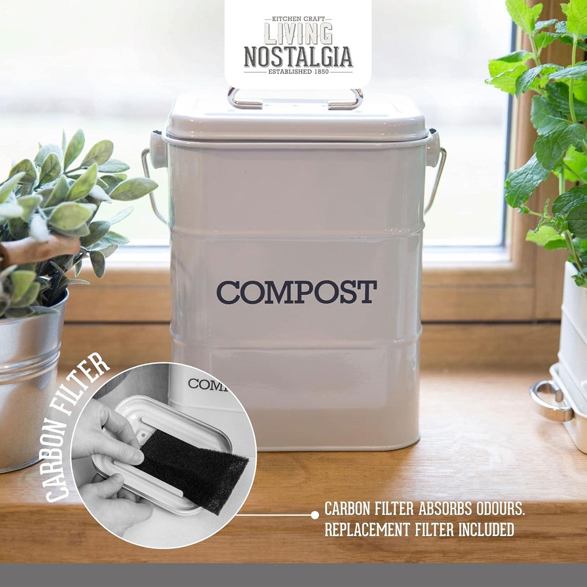KitchenCraft Living Nostalgia Metal Kitchen Compost Bin French In Grey