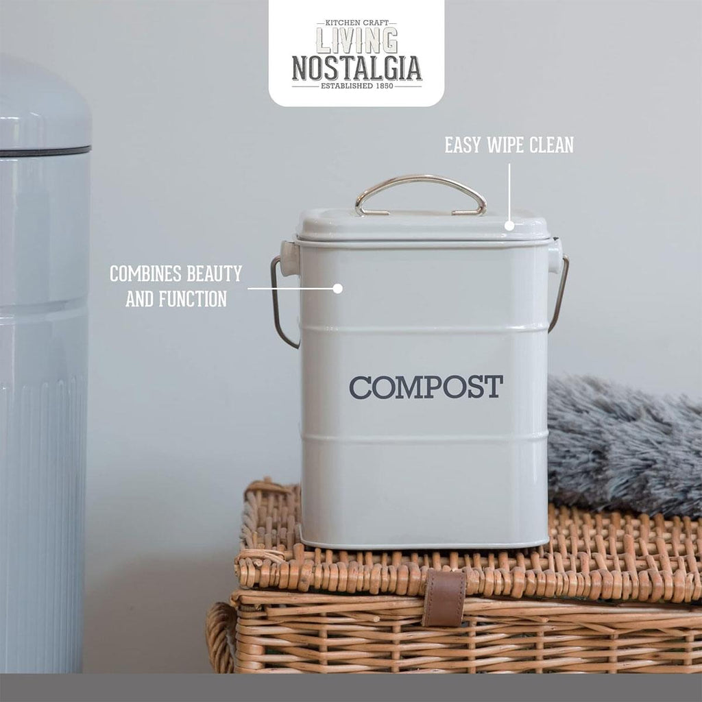 KitchenCraft Living Nostalgia Metal Kitchen Compost Bin French In Grey