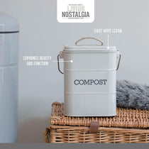 KitchenCraft Living Nostalgia Metal Kitchen Compost Bin French In Grey