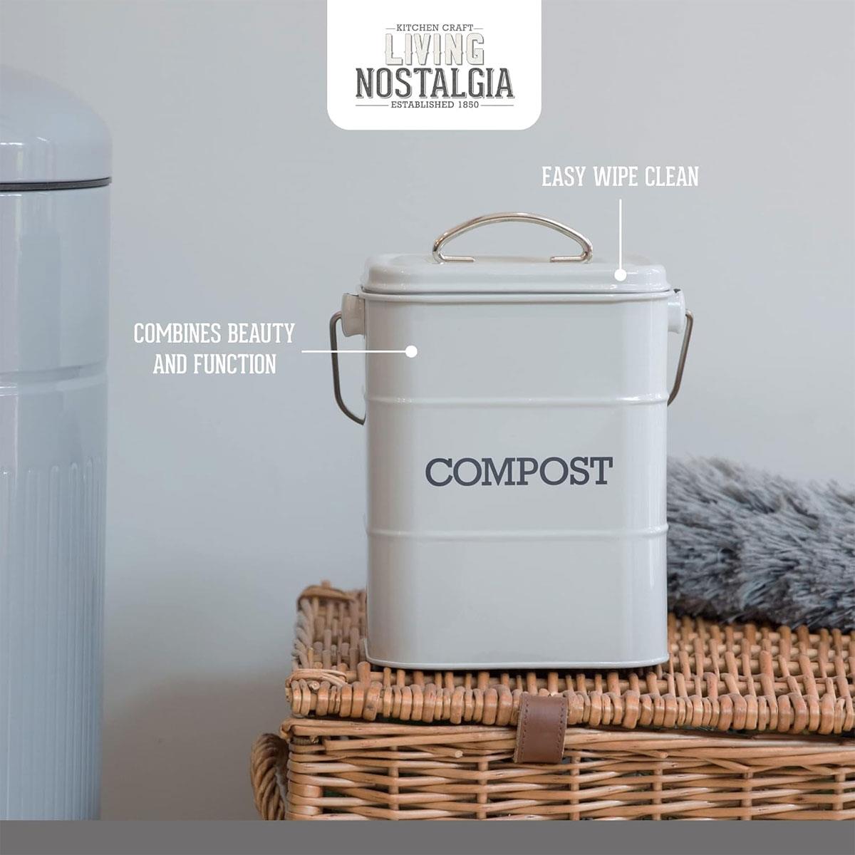 KitchenCraft Living Nostalgia Metal Kitchen Compost Bin French In Grey