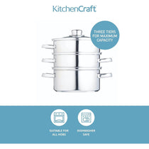 Kitchen Craft 3 Tier Food Steamer Pan/Stock Pot Stainless Steel 16cm