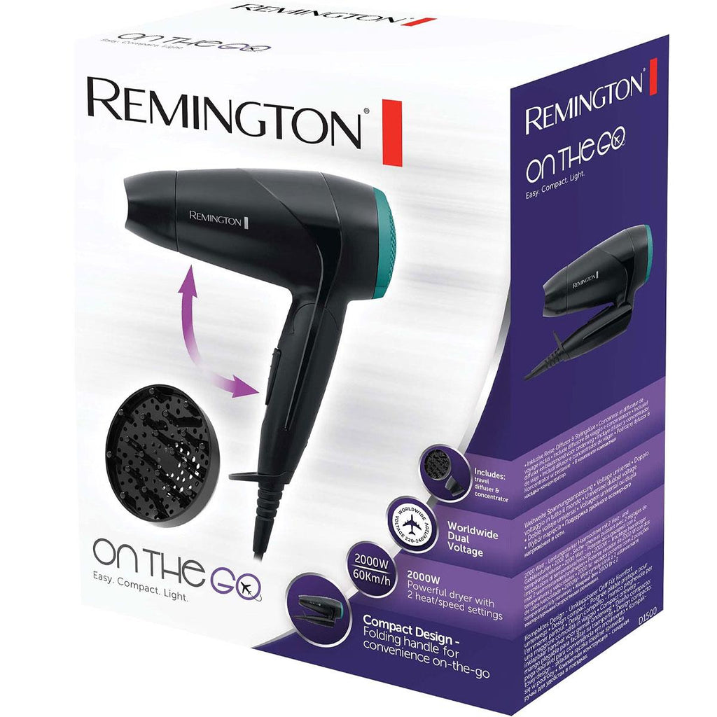 Remington On The Go Folding Travel Hair Dryer 2000 W - Black