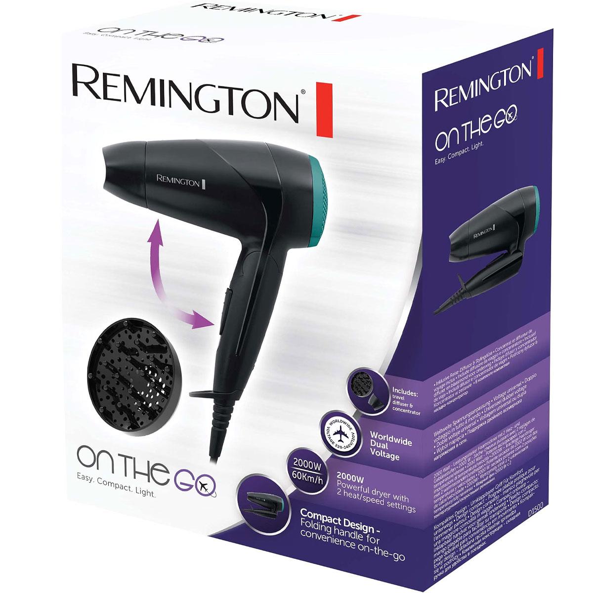 Remington On The Go Folding Travel Hair Dryer 2000 W - Black