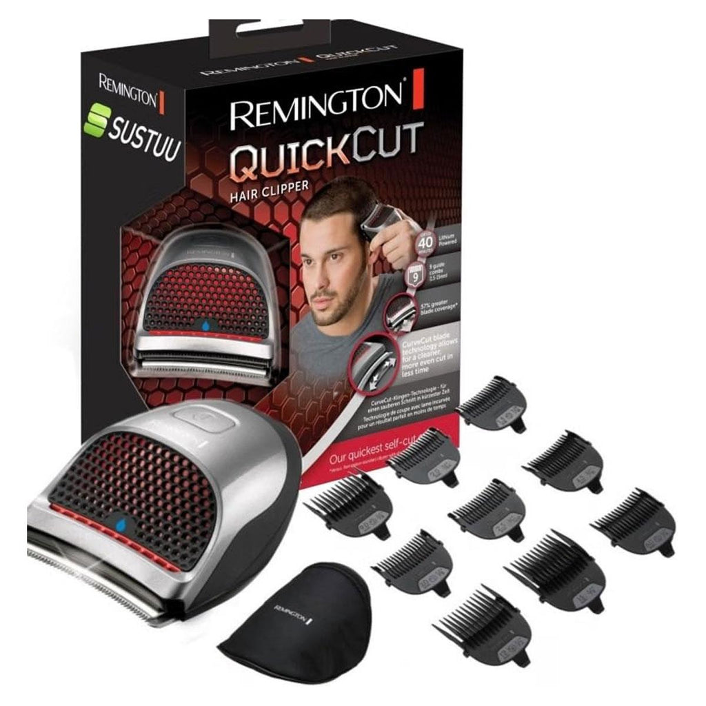 Remington Quick Cut Hair Clipper With 9 Comb Lengths Curved Blade - Black/Grey