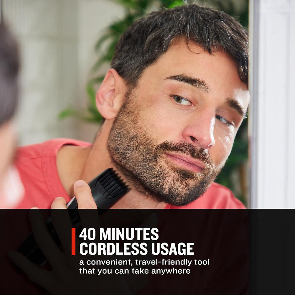 Remington Men's Barba Beard Trimmer with 9 Lock In Length Settings - Black