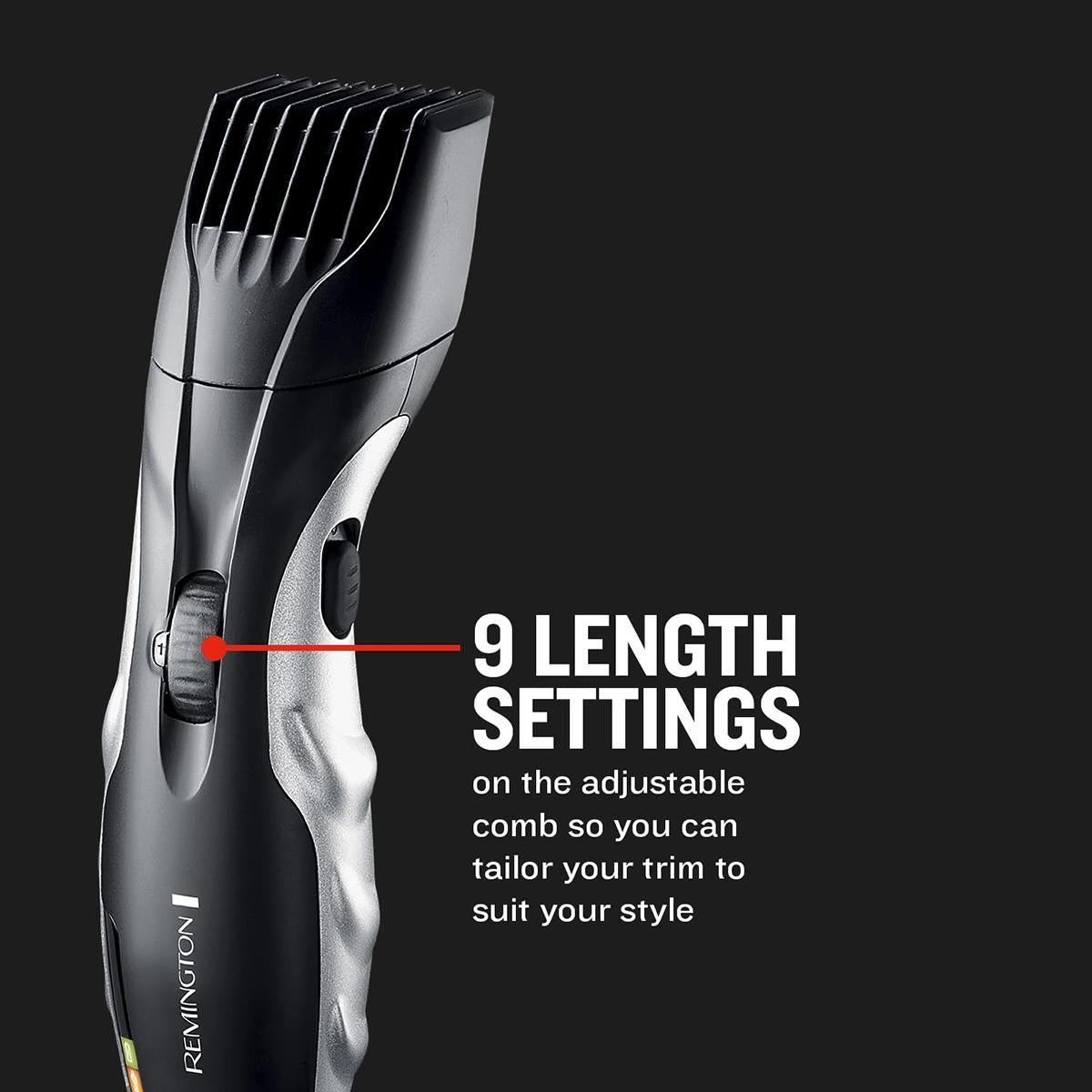 Remington Men's Barba Beard Trimmer with 9 Lock In Length Settings - Black