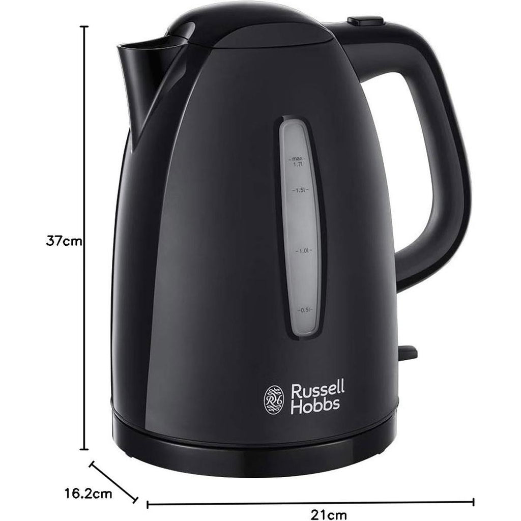 Russell Hobbs Textures Jug Kettle Plastic 3000 W 1.7 Litres - Black