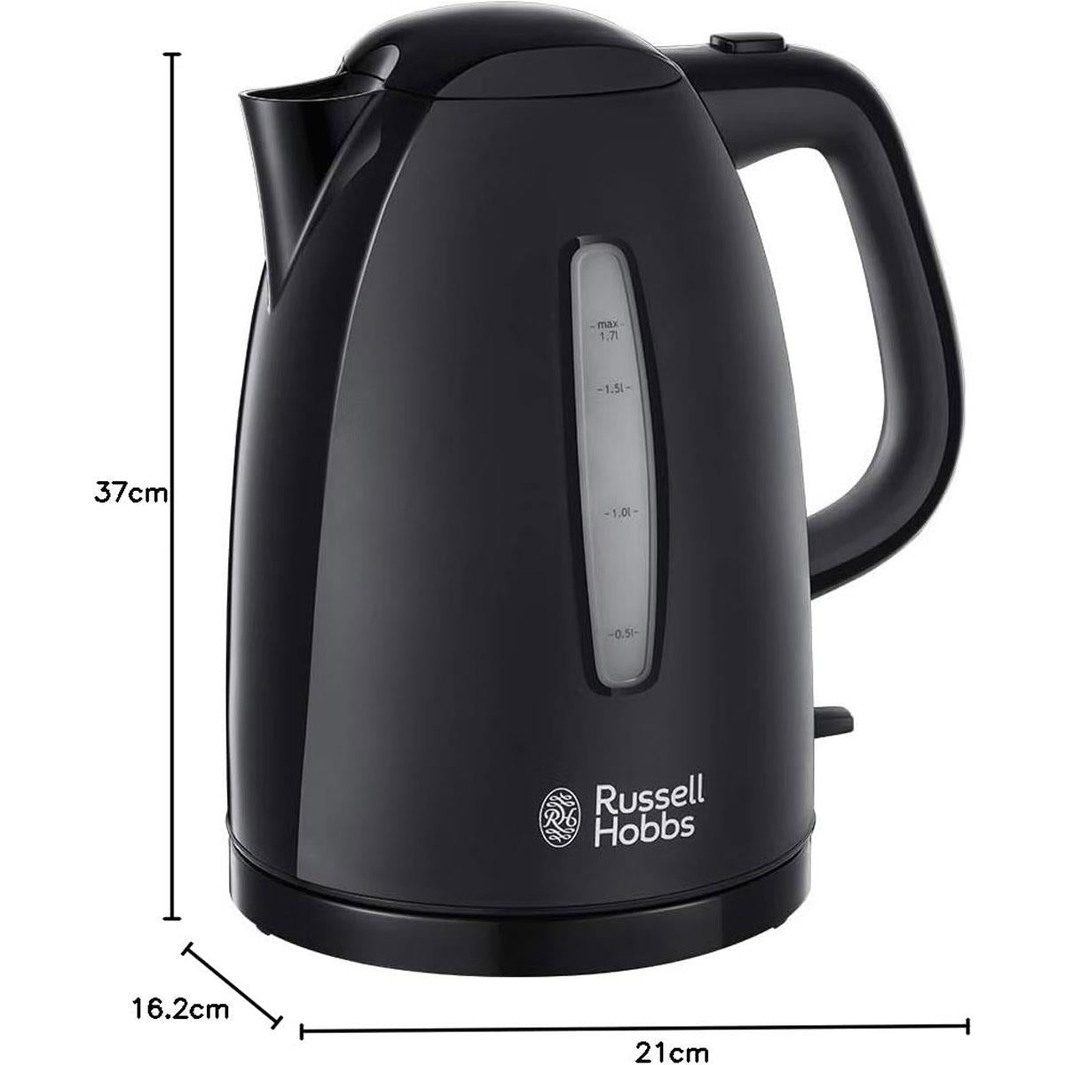 Russell Hobbs Textures Jug Kettle Plastic 3000 W 1.7 Litres - Black