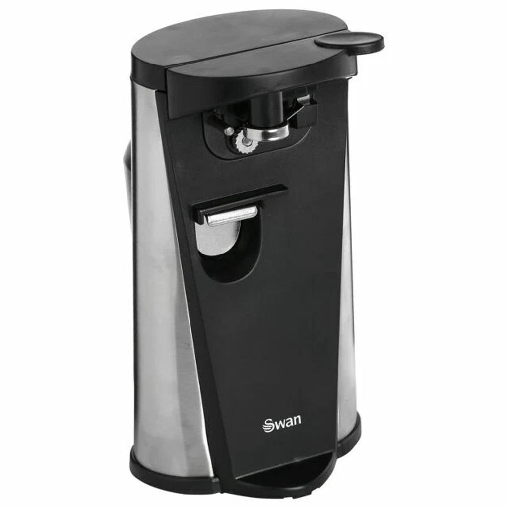 Swan 3 In 1 Electric Can Opener With Knife Sharpener And Bottle Opener 60 W - Black/Silver