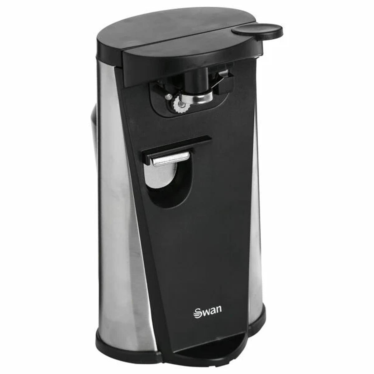 Swan 3 In 1 Electric Can Opener With Knife Sharpener And Bottle Opener 60 W - Black/Silver