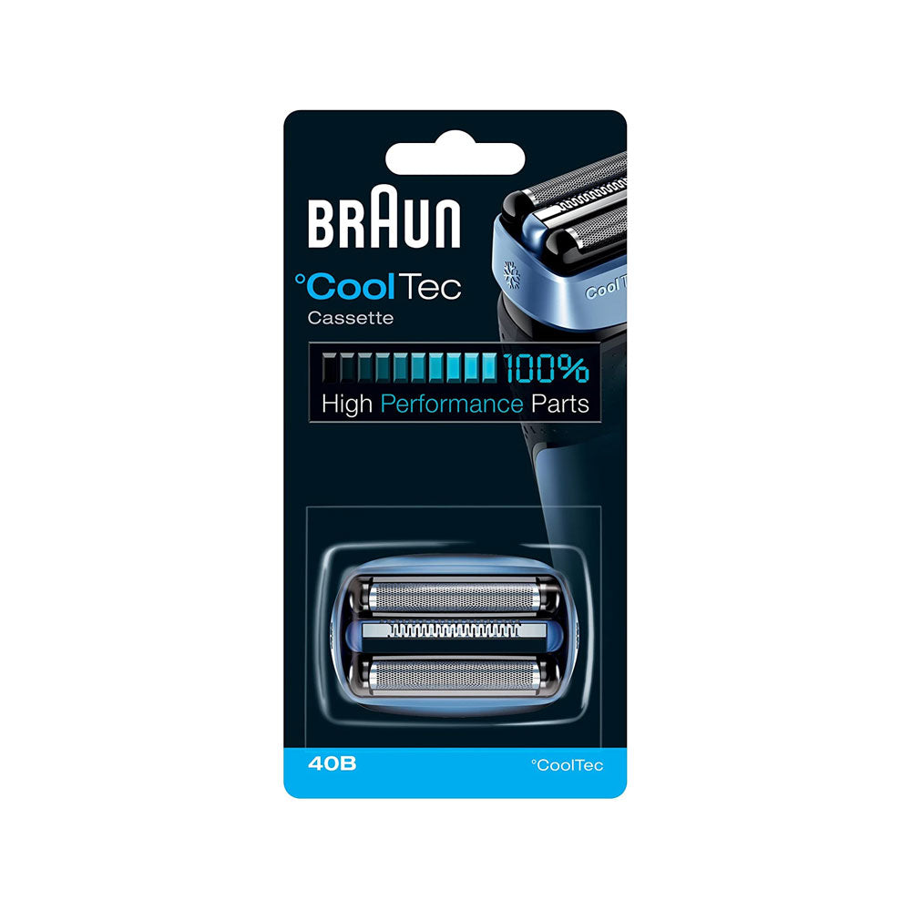Braun Series 4 40B Electric Shaver Head Replacement CoolTec Cassette Foil And Cutter - Black