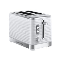 Russell Hobbs Inspire 2 Slice Toaster Premium High Gloss Textured Plastic 1050W - White