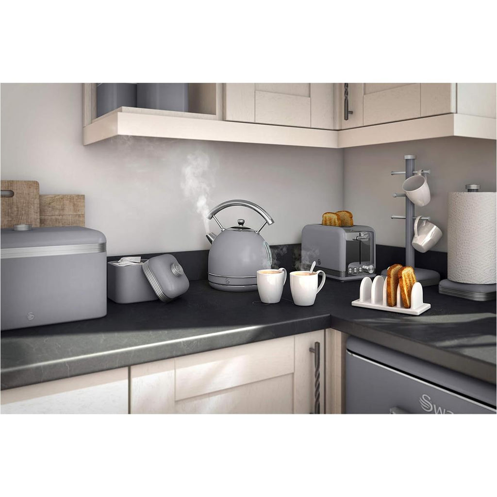 Swan Retro Kitchen Roll Holder with Steel Weighted Base Metal - Grey