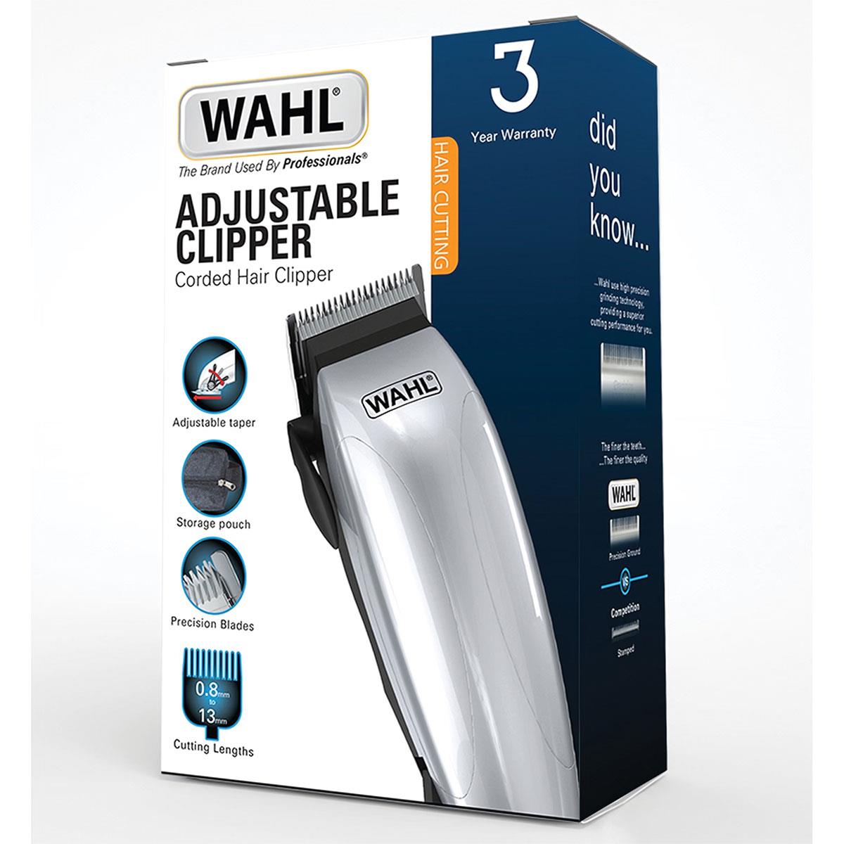 Wahl Vari Clip Corded Hair Clipper Kit 12 Piece Adjustable High Carbon Steel Silver/Black