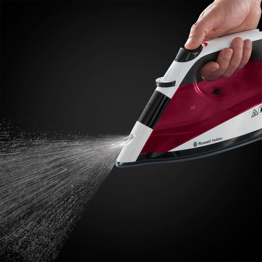 Russell Hobbs Auto Steam Pro Non-Stick Iron 2400W In White & Red