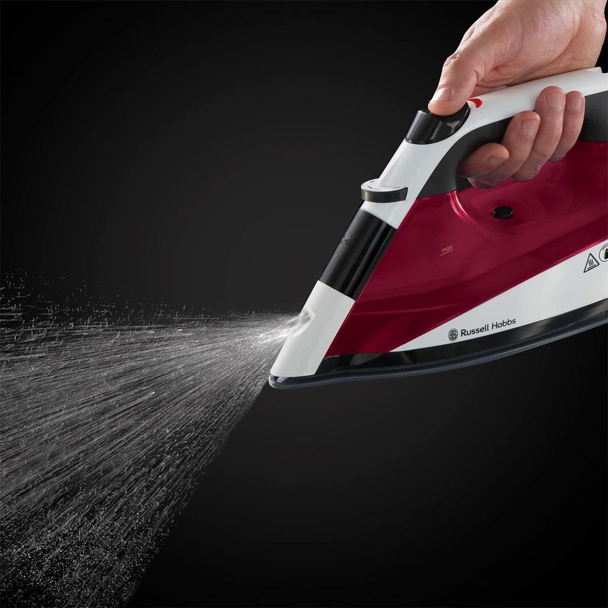 Russell Hobbs Auto Steam Pro Non-Stick Iron 2400W In White & Red