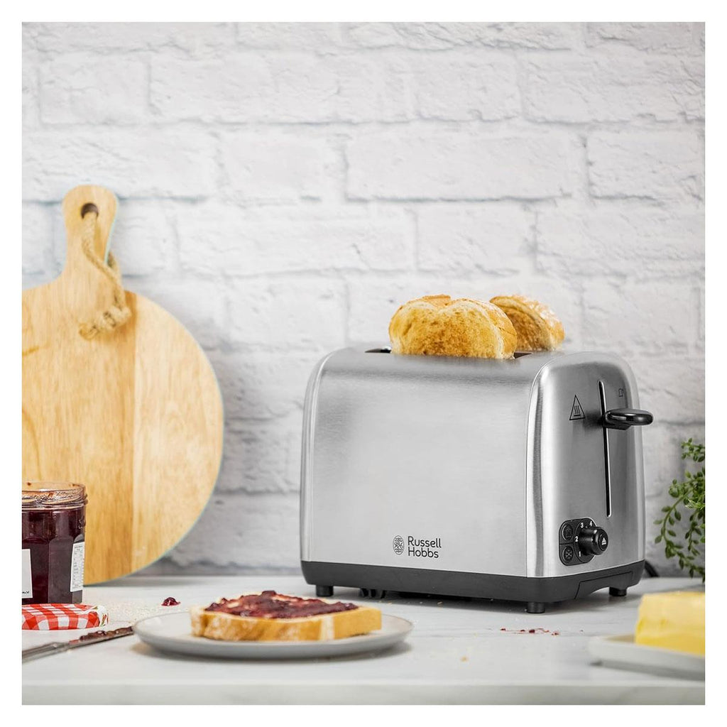 Russell Hobbs 2 Slice Compact Toaster Stylish Brushed In Stainless Steel