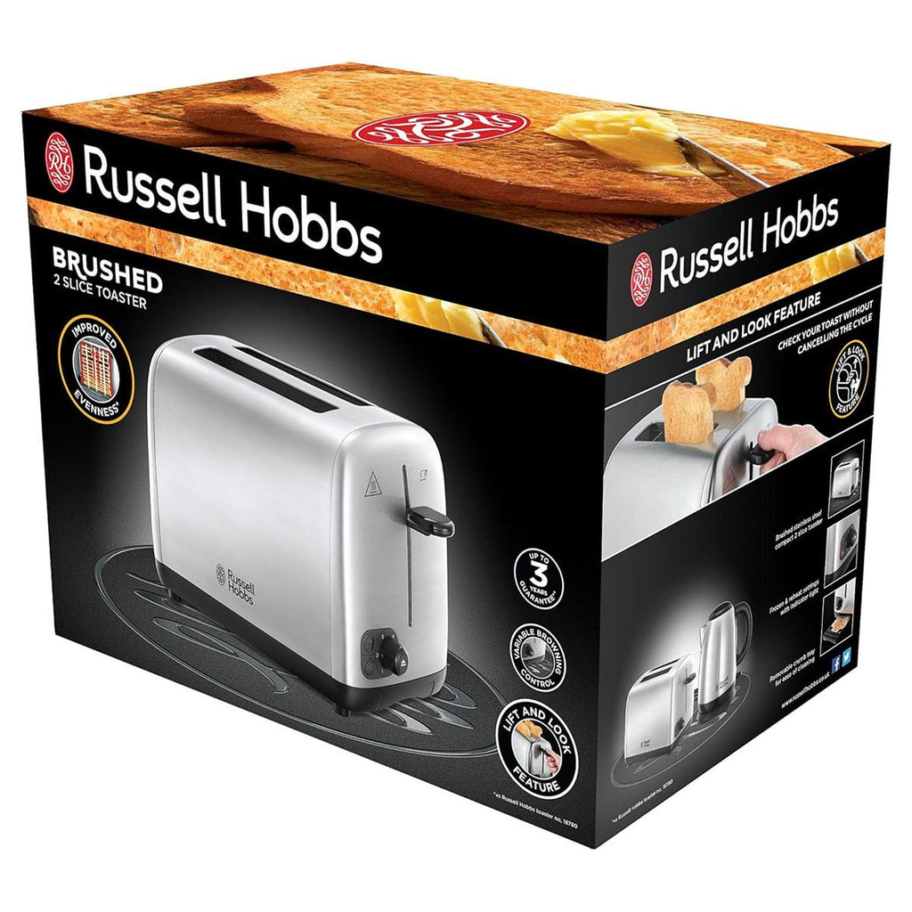 Russell Hobbs 2 Slice Compact Toaster Stylish Brushed In Stainless Steel